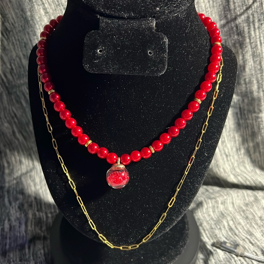 16 INCH STRETCHY NECKLACE & 20 INCH CHAIN WITH EXTENDER. HANDMADE BY ME